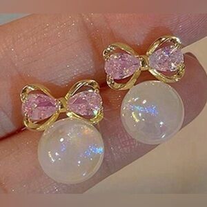 Pink Bow Earrings